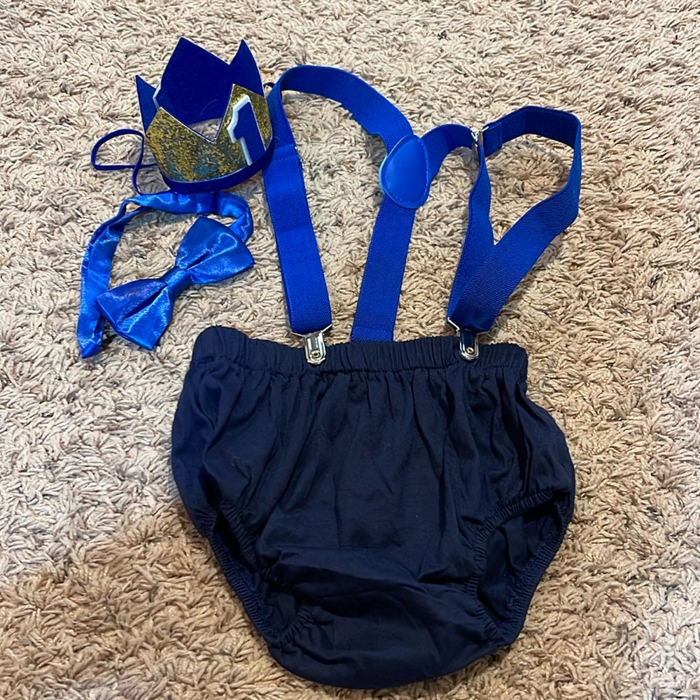 Fun outfit for one year old photoshoot💙WELROG First Birthday Cake Smash Outfit